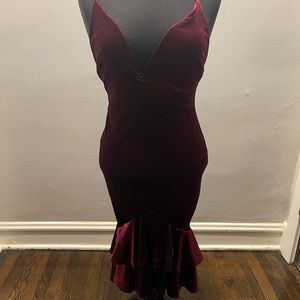 Sexy velvet midi dress